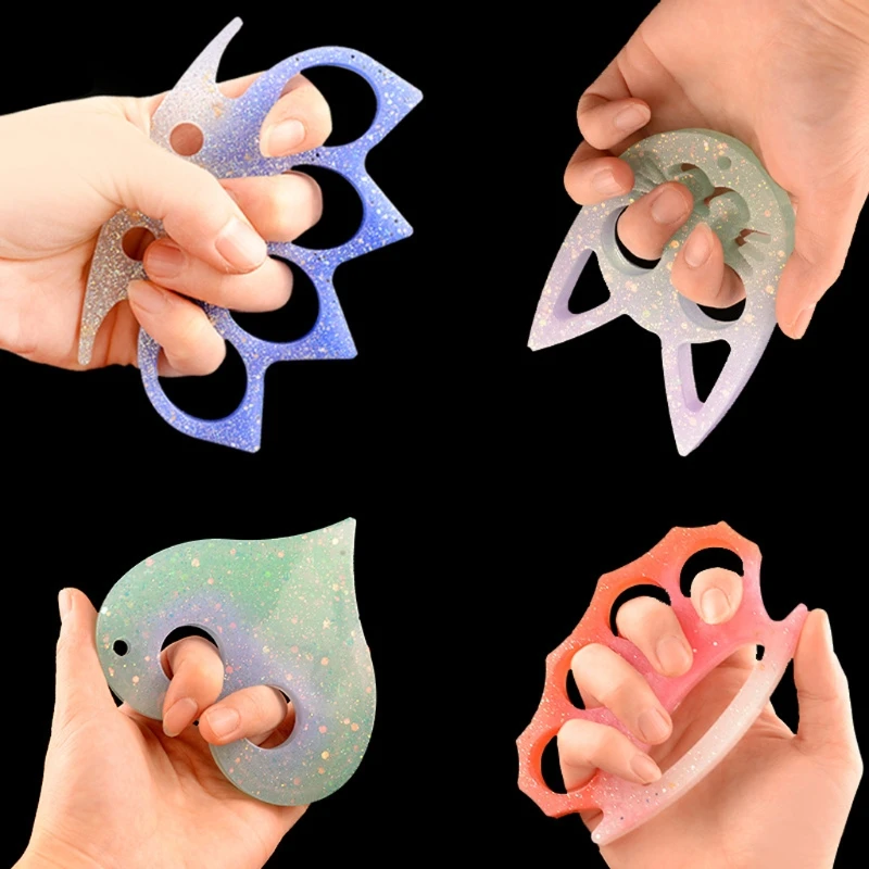Self-Defense Finger Keychain Mold Epoxy Resin Mold Anti-Wolf Knuckles Keyring Resin Silicone Mould Jewelry Tool Handmade thumbnail 3