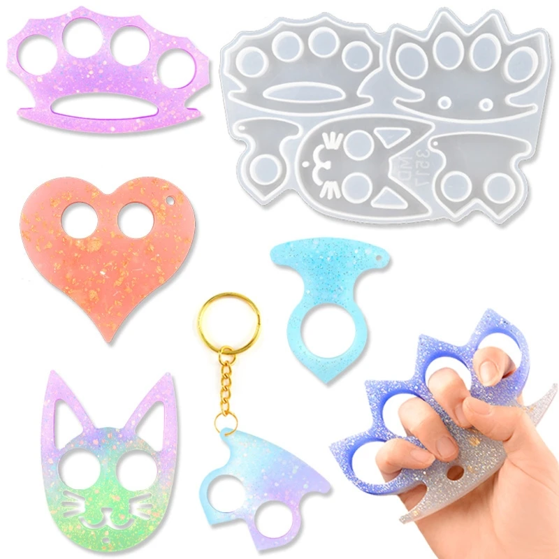 Self-Defense Finger Keychain Mold Epoxy Resin Mold Anti-Wolf Knuckles Keyring Resin Silicone Mould Jewelry Tool Handmade thumbnail 2