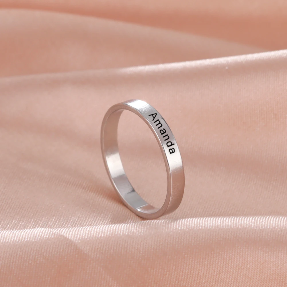 Cazador Engraved Name Custom Ring Stainless Steel Couple Rings Fashion Personalized Jewelry Anniversary New Year Valentine Gifts thumbnail 5