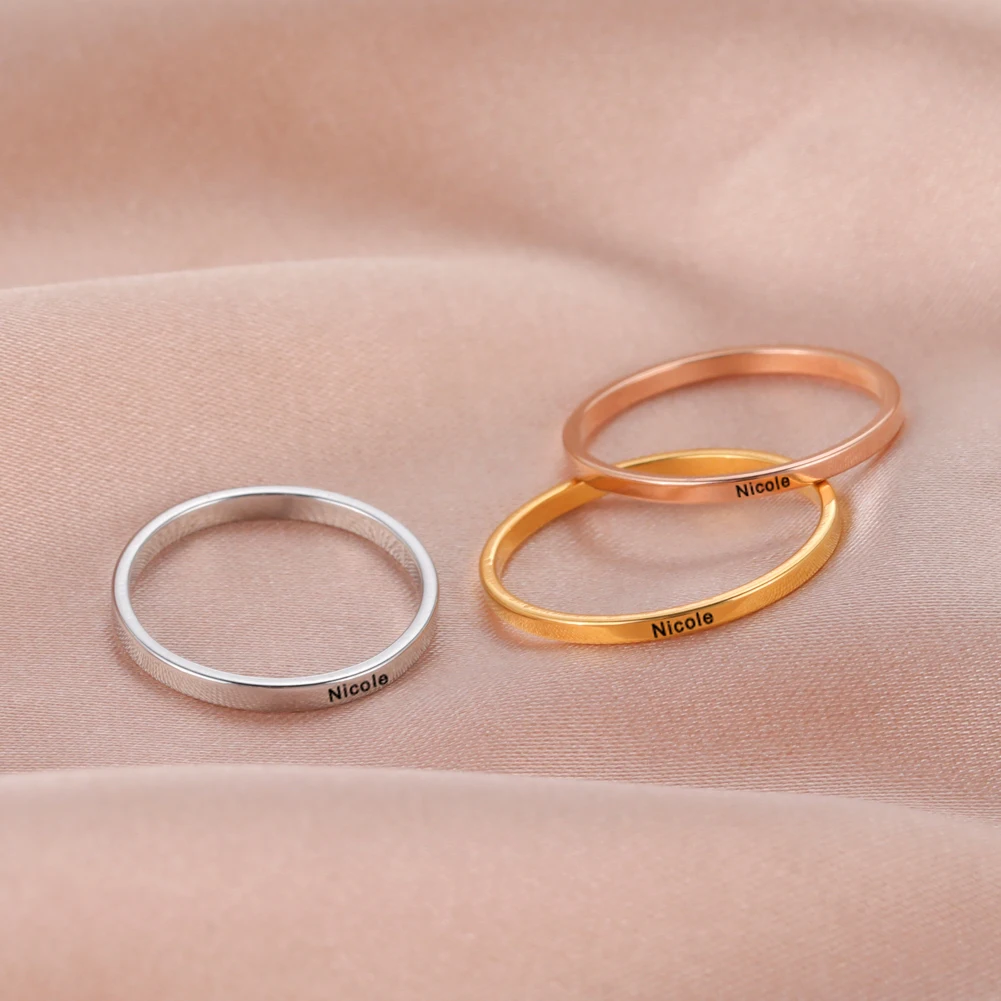 Cazador Engraved Name Custom Ring Stainless Steel Couple Rings Fashion Personalized Jewelry Anniversary New Year Valentine Gifts thumbnail 3