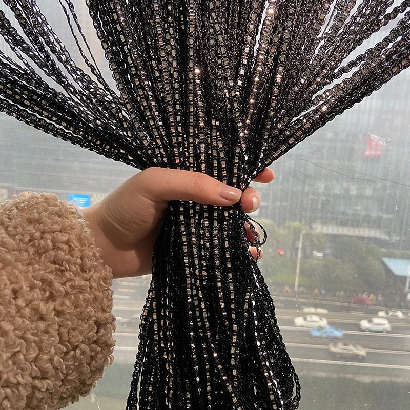 String Curtain Flash Line Shiny Tassel String Door Curtain Window Room Divider Valance Door Treatment Home Decor cortinas thumbnail 2