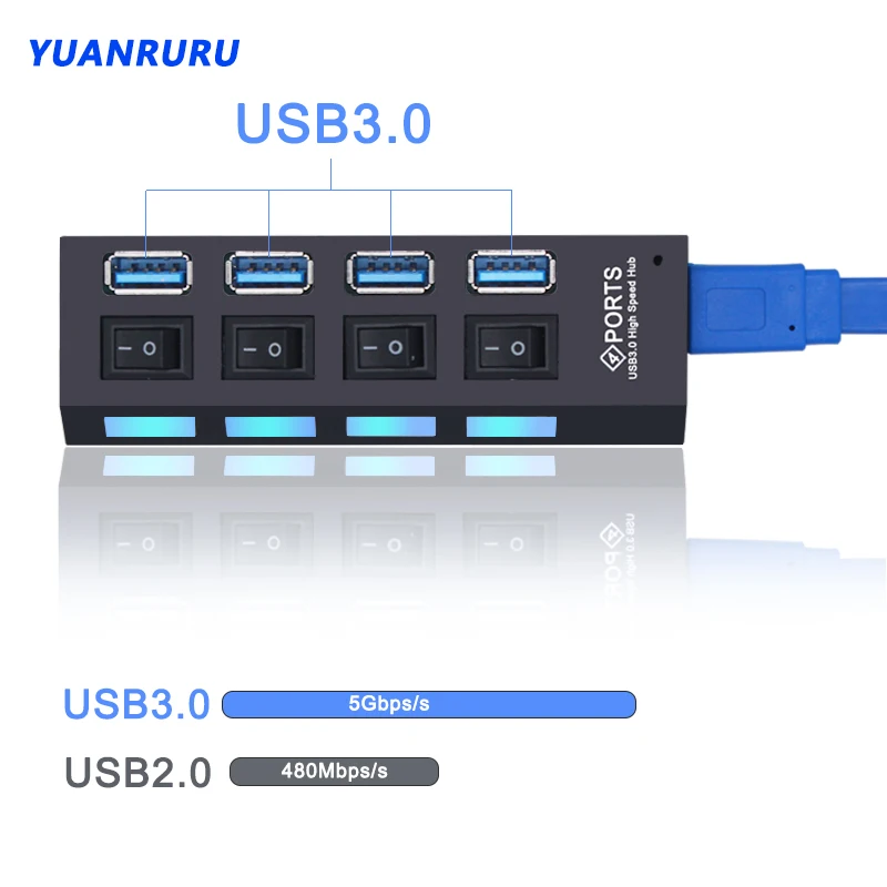 USB Hub 3.0 Hub USB 3 USB 2.0 Multi USB Splitter Power Adapter 4/7 Port Multiple Expander 2.0 with Switch for PC Accessories thumbnail 2