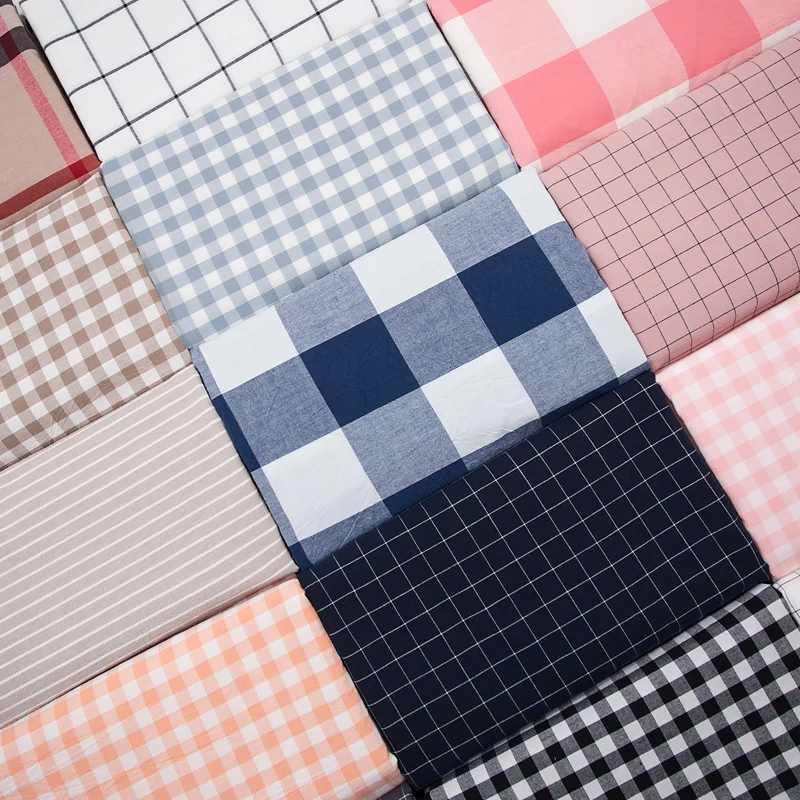Wash Pure Cotton Fabric 100% Children for Bed Sheets Quilt Covered Clothing Shirt Dress Grid Striped Plaid Cloth Brocade Sewing thumbnail 5