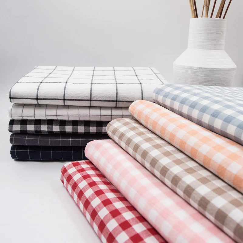 Wash Pure Cotton Fabric 100% Children for Bed Sheets Quilt Covered Clothing Shirt Dress Grid Striped Plaid Cloth Brocade Sewing thumbnail 3