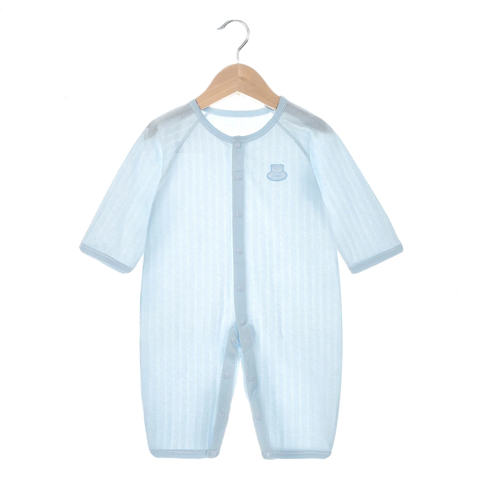 Baby Thin Summer Jumpsuit Clothes Short Sleeve Romper Boy Newborn Solid Girl Sleep Gown Infant Organic Cotton Rompers thumbnail 4