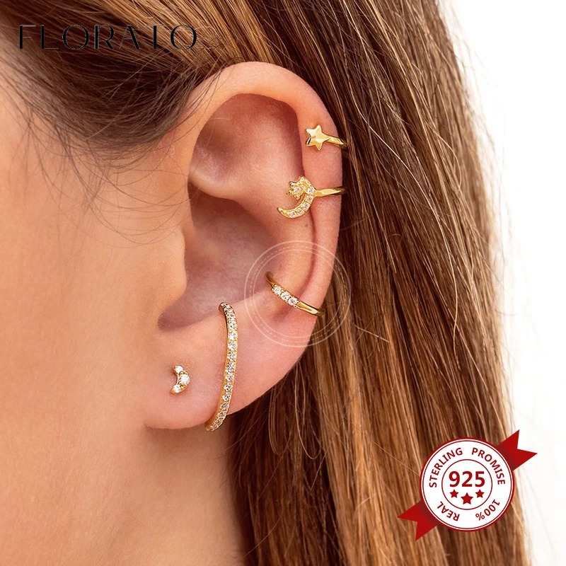 Plated 24K Gold/925 Silver Crystal Zircon No Ear Piercing Ear Clips Minimalist CZ Ear Clips Popular Fashion Jewelry For Women thumbnail 6