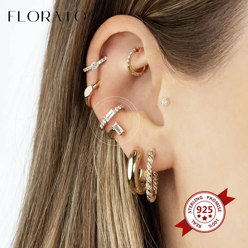 Plated 24K Gold/925 Silver Crystal Zircon No Ear Piercing Ear Clips Minimalist CZ Ear Clips Popular Fashion Jewelry For Women thumbnail 2