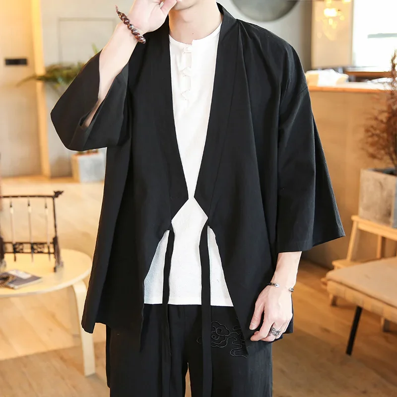 Oriental Clothes Men's Orient Tops  Oriental Shirts for Men Hanfu Blouse Cheongsam Linen Vintage Style Clothing Chinese Traditio thumbnail 3