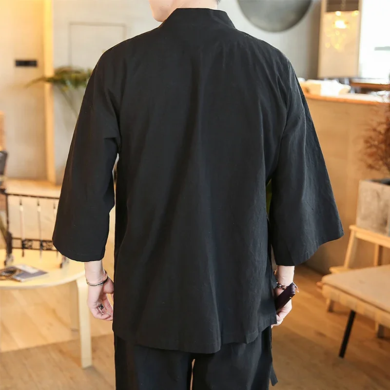 Oriental Clothes Men's Orient Tops  Oriental Shirts for Men Hanfu Blouse Cheongsam Linen Vintage Style Clothing Chinese Traditio thumbnail 2
