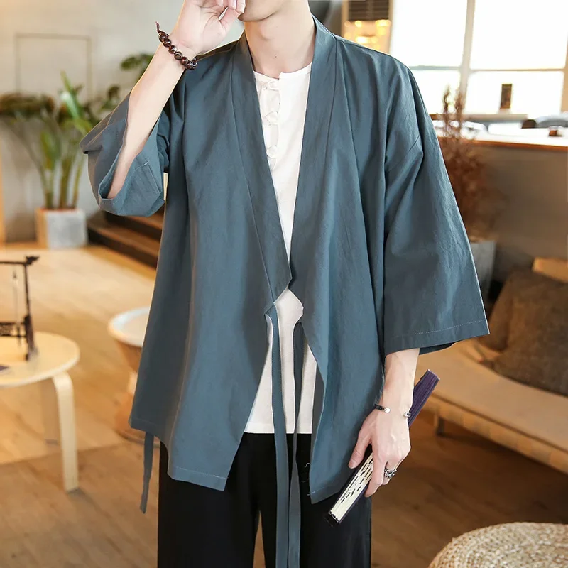 Oriental Clothes Men's Orient Tops  Oriental Shirts for Men Hanfu Blouse Cheongsam Linen Vintage Style Clothing Chinese Traditio thumbnail 4