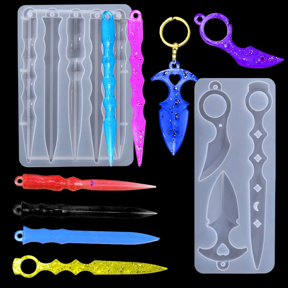 Self-Defense Toys Silicone Mold Portable Magic Wand Silicone Keychain Tools DIY Pendant Crafts Crystal  Epoxy Resin Mold