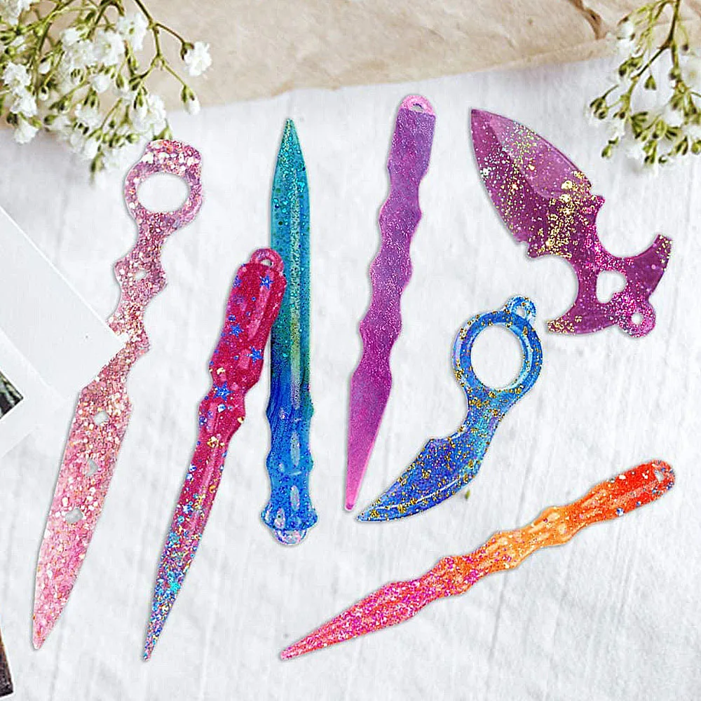 Self-Defense Toys Silicone Mold Portable Magic Wand Silicone Keychain Tools DIY Pendant Crafts Crystal  Epoxy Resin Mold thumbnail 2