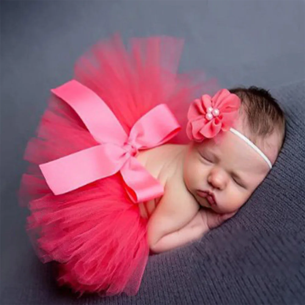 Infant Suit Headband Set Clothing Baby Girl Summer Dress Cute Princess Newborn Outfit Costume Photography Props Accessories thumbnail 3