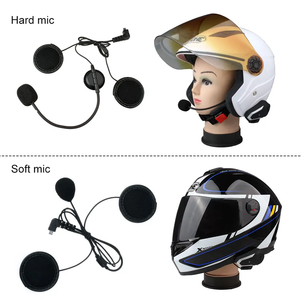 Fodsports Bt-S2 Bt-S3 Bluetooth Intercom Motorcylce Helmet Headset Accessories HD Stereo  Soft/Hard Tube Headphone & Microphone thumbnail 3