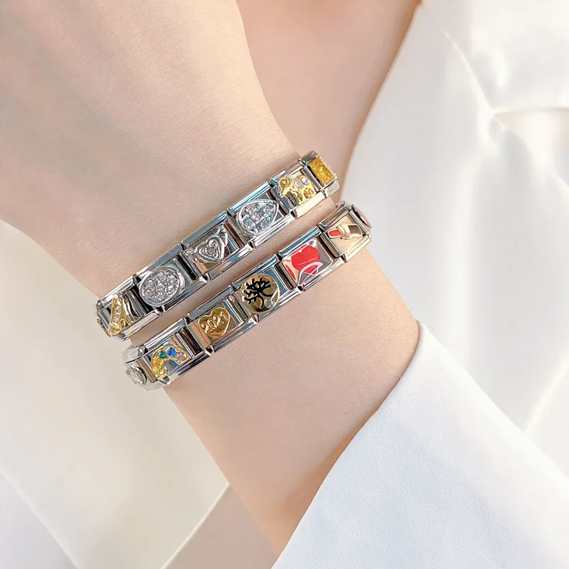 Hapiship 2024 Fashion Spider Star Moon Love Owl Italian Charm Links Fit 9mm Bracelet Stainless Steel Jewelry Making DJ003-346 thumbnail 2