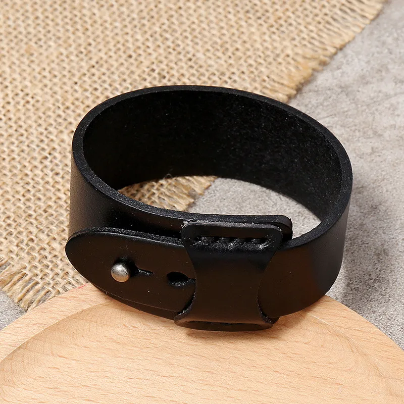 KOtik Vintage Irregular Men Genuine Leather Bracelets Wide Brown Cuff Wrap Bracelets&Bangles Punk Wristband Women Men Jewelry thumbnail 5