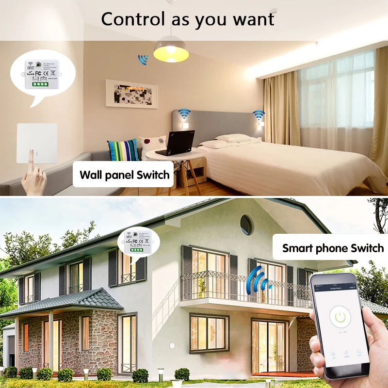 Mini WIFI Smart Light Switch Tuya Smart Life APP Wall Panels Touch Switch 433Mhz DIY Relay Module Timer Voice Google Home Alexa thumbnail 3