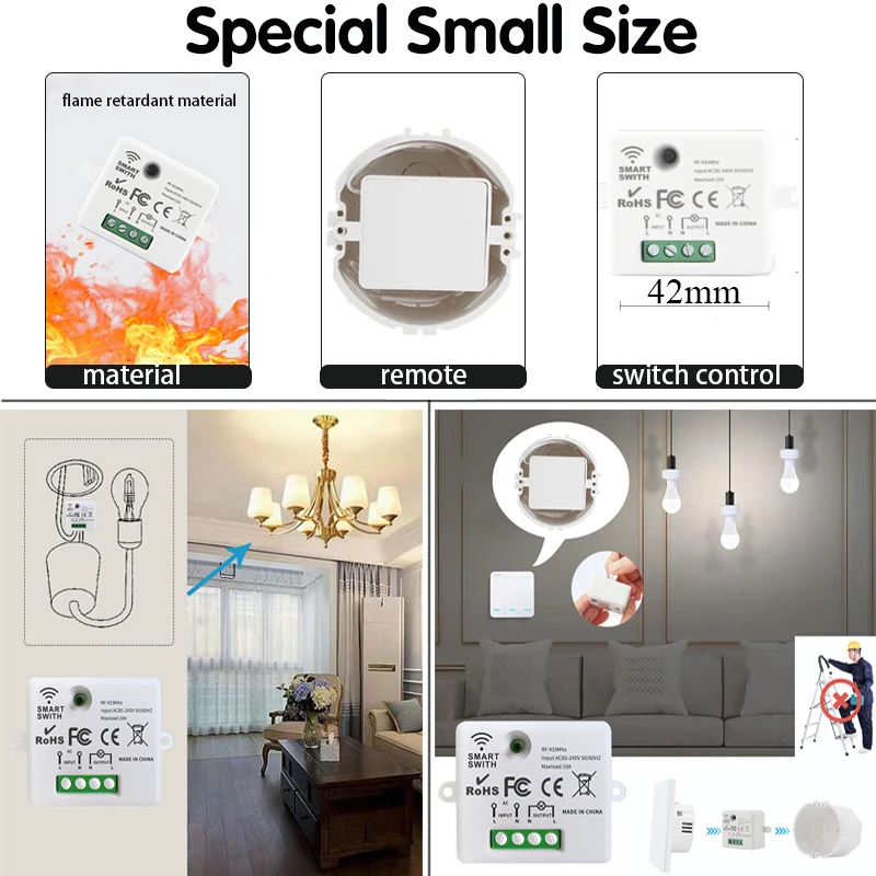 Mini WIFI Smart Light Switch Tuya Smart Life APP Wall Panels Touch Switch 433Mhz DIY Relay Module Timer Voice Google Home Alexa thumbnail 4