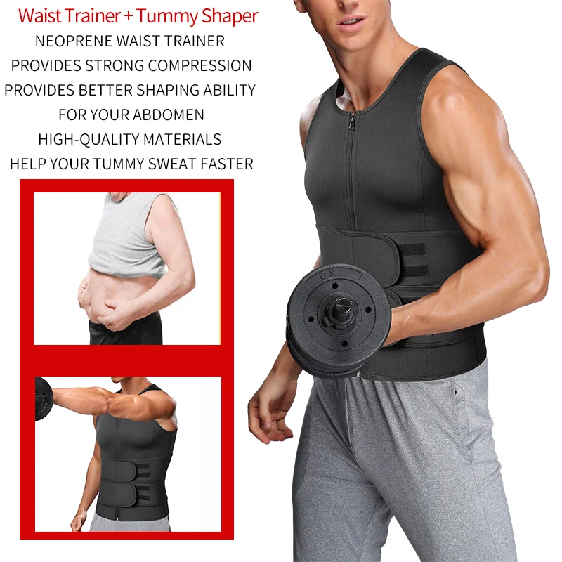 Men Waist Trainer Sauna Vest Fitness Corset Abdomen Slimming Body Shaper Belly Reducing Shapewear Burn Fat Shirt Trimmer Belt thumbnail 4