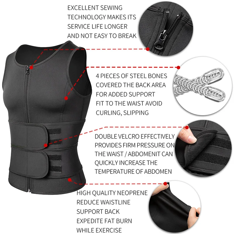 Men Waist Trainer Sauna Vest Fitness Corset Abdomen Slimming Body Shaper Belly Reducing Shapewear Burn Fat Shirt Trimmer Belt thumbnail 5