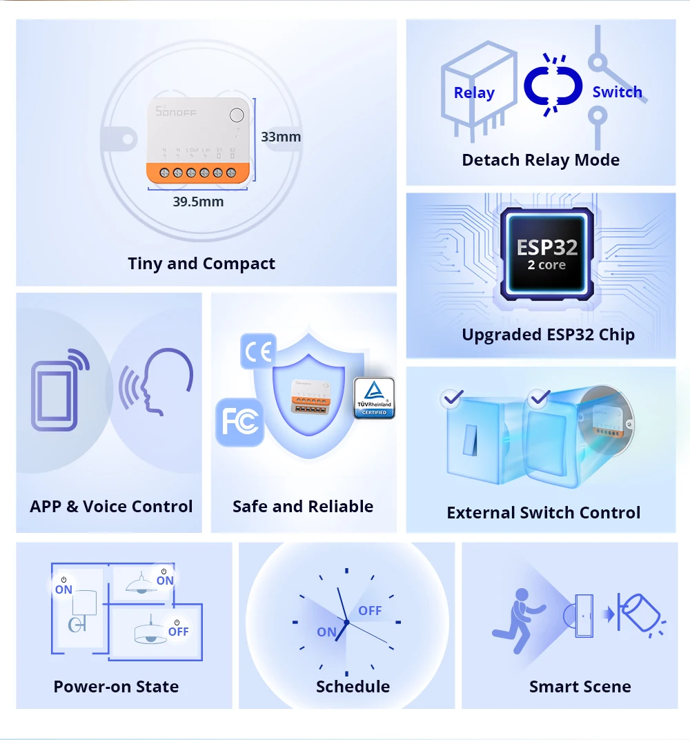 SONOFF Mini R4 Extreme Wifi Smart Switch External Switch Control Detach Relay Mode Smart Home Module Via eWelink Alexa Google thumbnail 4