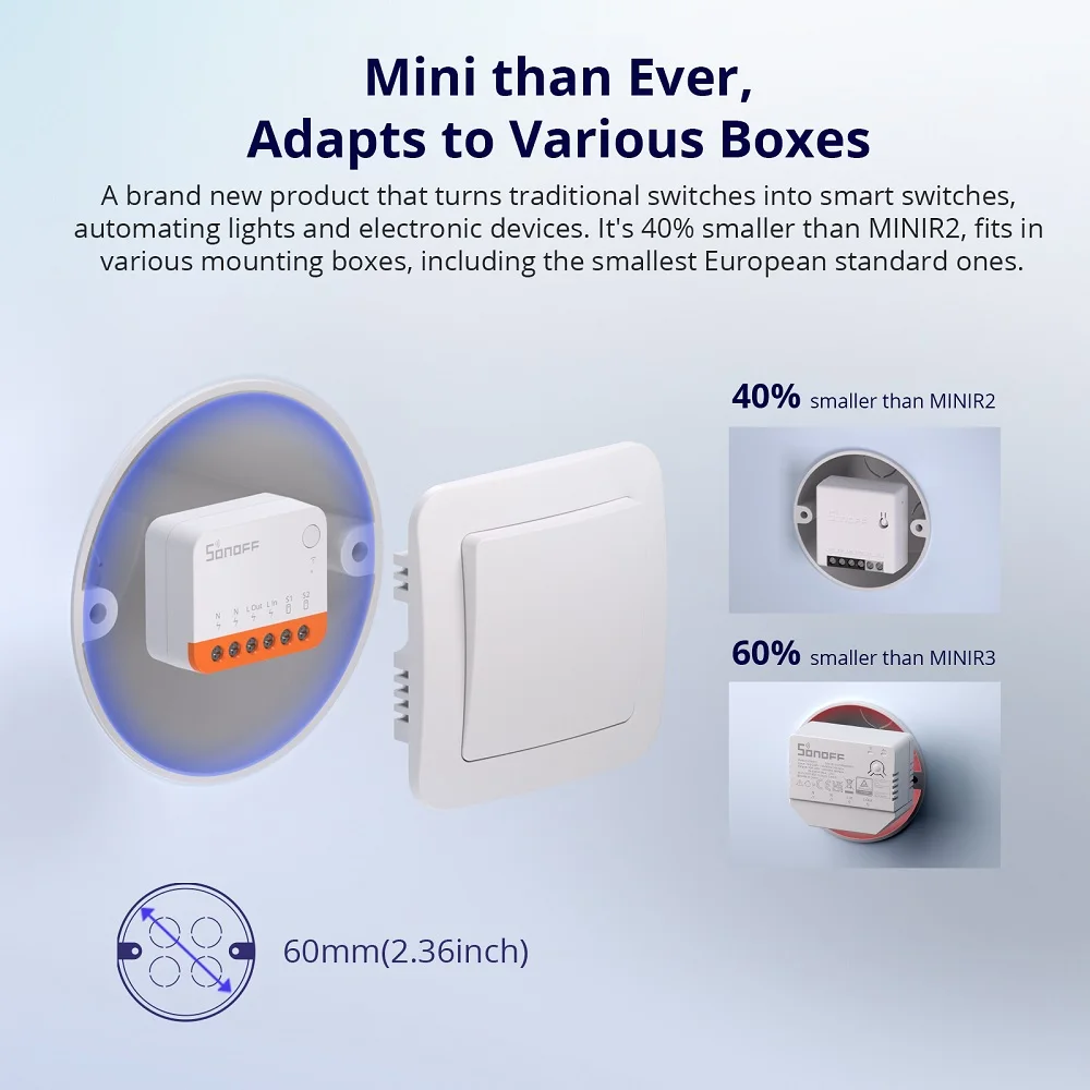 SONOFF Mini R4 Extreme Wifi Smart Switch External Switch Control Detach Relay Mode Smart Home Module Via eWelink Alexa Google thumbnail 3