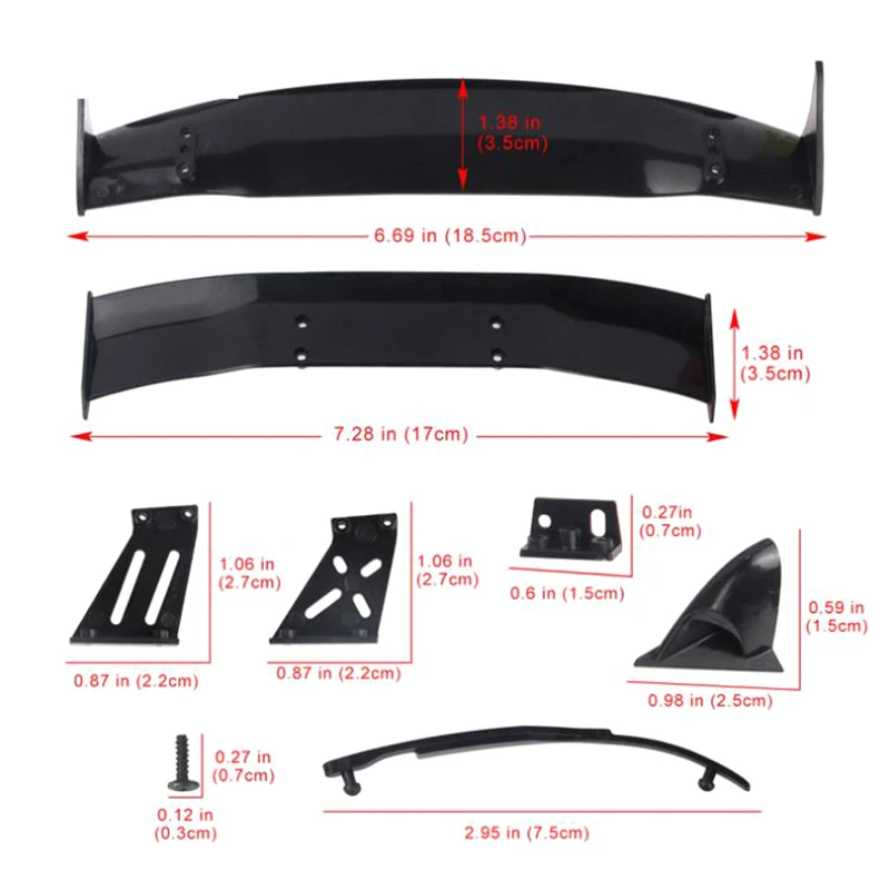 1/10 RC car Accessories Parts 1/10 RC Drift Car Wing Series Plastic Spoiler thumbnail 3