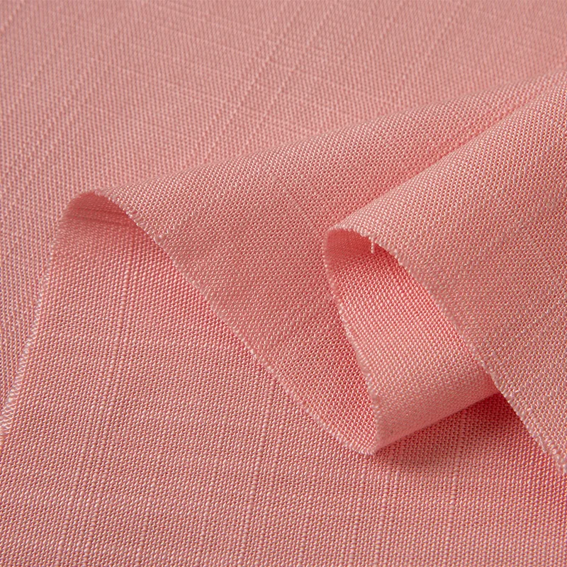 Plain Bamboo Cotton Linen Fabric By The Meter Per for Clothes Skirt Dress Sewing Summer Thin Slub Textile Soft Drape Black White thumbnail 4