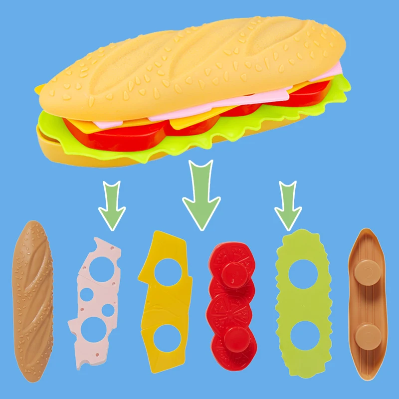 Kids Simulation Food Kitchen Toy Pretend Play Cooking Toys Cookware Pot Hamburger Hot dog Fries Pizza Interactive Toys For Girls thumbnail 4