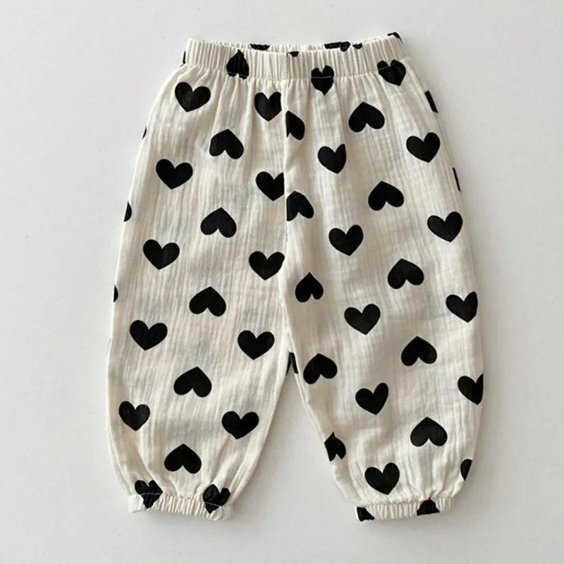 Summer Baby Clothes Linen Girls Pants Sweet Print Girls Trousers Boys Casual Pants thumbnail 3