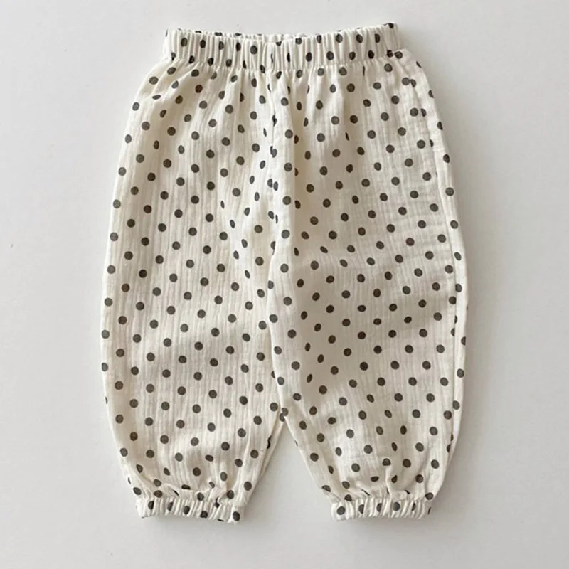 Summer Baby Clothes Linen Girls Pants Sweet Print Girls Trousers Boys Casual Pants thumbnail 4