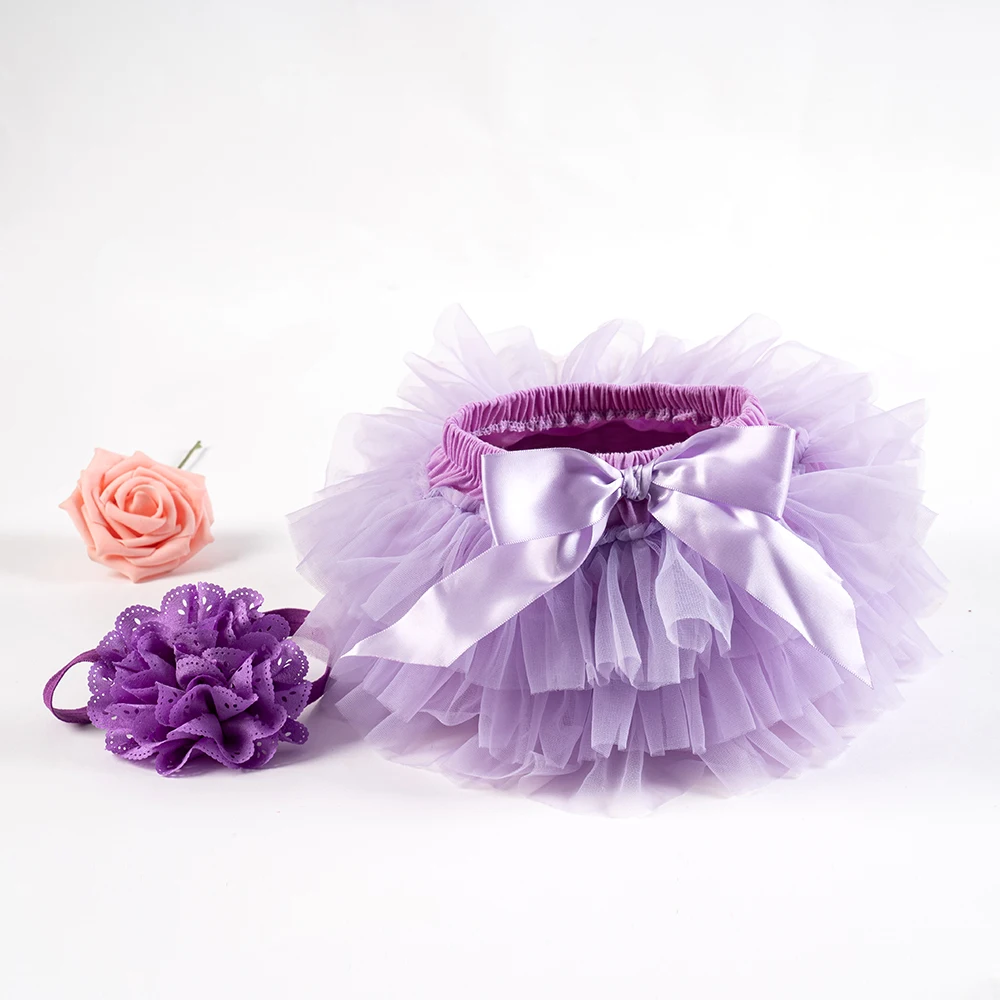 Baby Girls Tulle Tutu Bloomers Infant Newborn Diapers Cover 2pcs Short Skirts+Headband Set Girls Skirts Rainbow Baby Skirt thumbnail 5