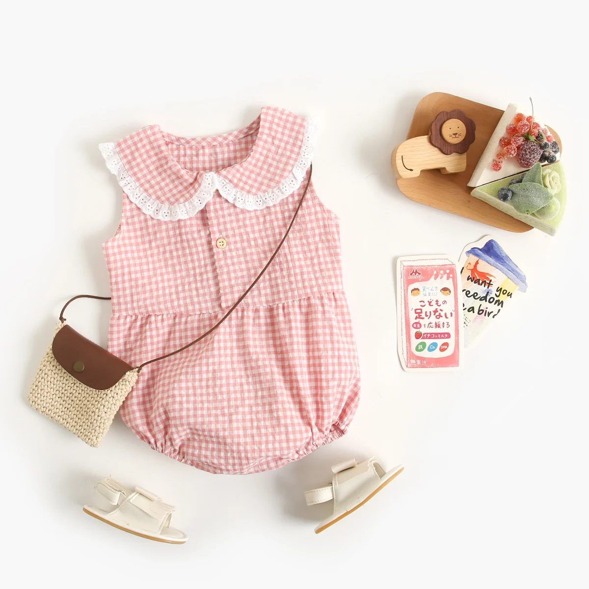 Sanlutoz Summer Cotton Baby Bodysuit Newborn Cute Plaid Clothing for Baby Girls Sleeveless Princess Toddler Infant Bodysuits thumbnail 6
