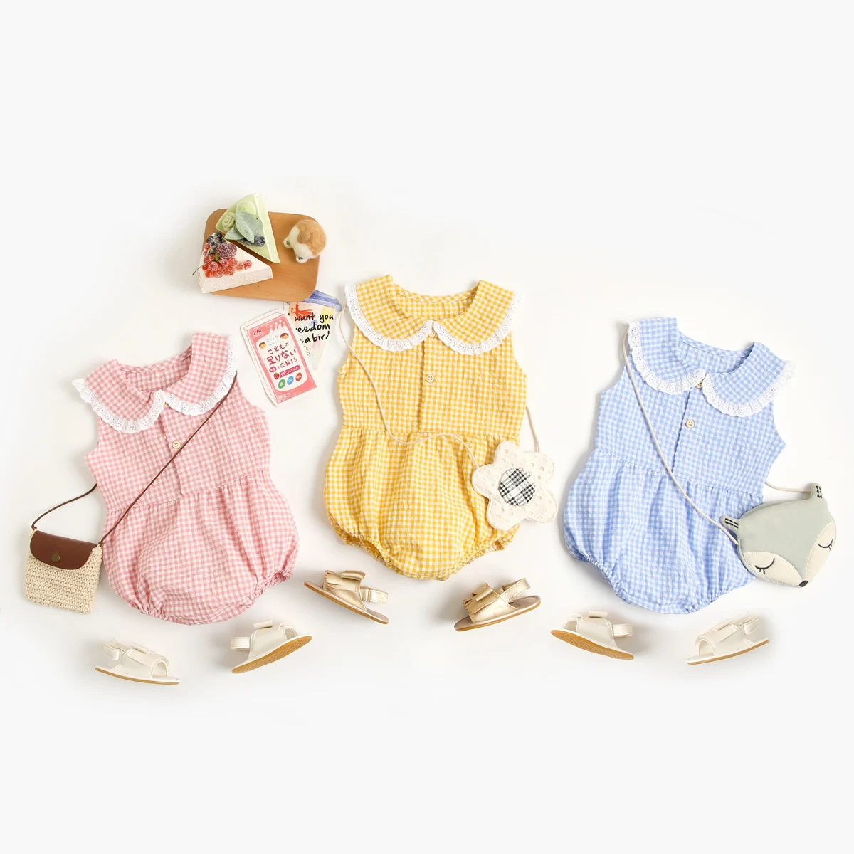 Sanlutoz Summer Cotton Baby Bodysuit Newborn Cute Plaid Clothing for Baby Girls Sleeveless Princess Toddler Infant Bodysuits thumbnail 3