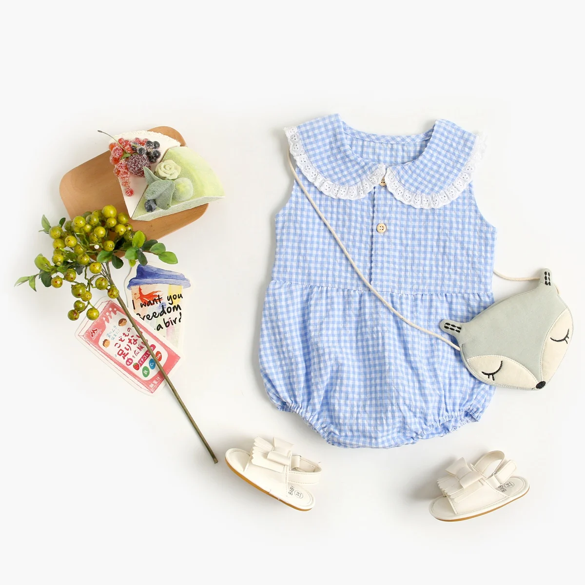 Sanlutoz Summer Cotton Baby Bodysuit Newborn Cute Plaid Clothing for Baby Girls Sleeveless Princess Toddler Infant Bodysuits thumbnail 4