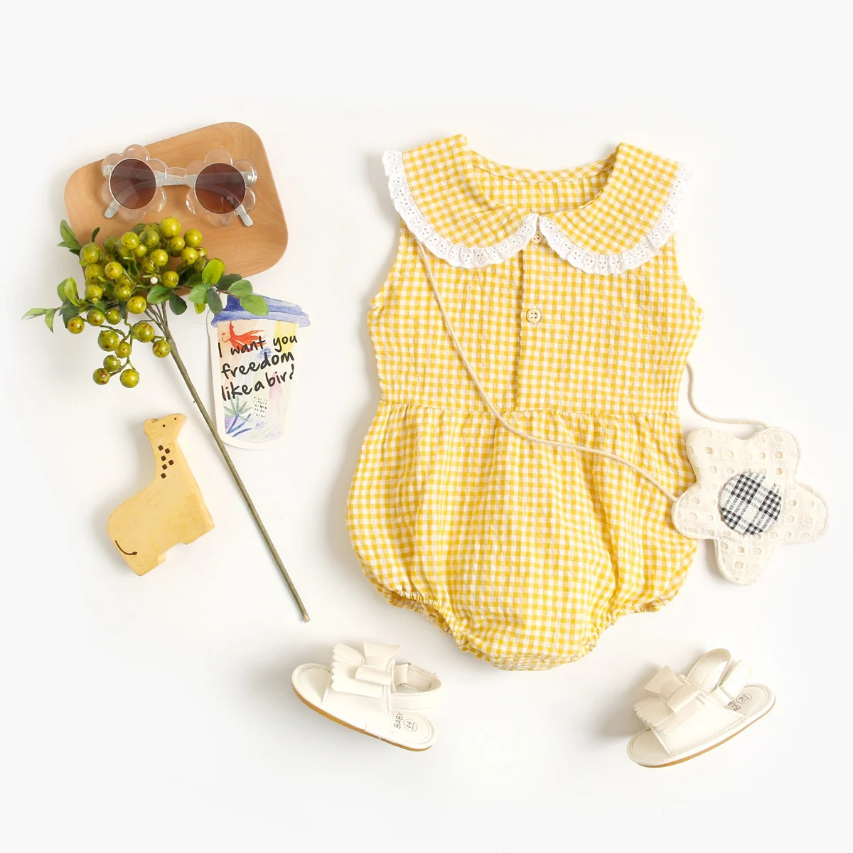 Sanlutoz Summer Cotton Baby Bodysuit Newborn Cute Plaid Clothing for Baby Girls Sleeveless Princess Toddler Infant Bodysuits thumbnail 5