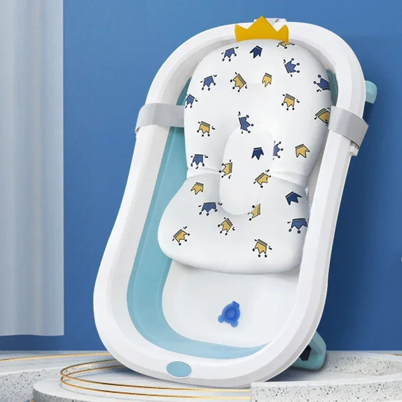 Portable Baby Bathtub Pad Ajustable Bath Tub Shower Cushion Newborn Support Seat Mat Foldable Baby Bath Seat Floating Water Pad thumbnail 3