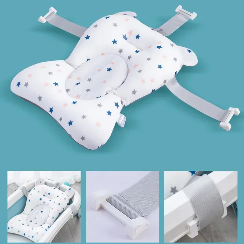 Portable Baby Bathtub Pad Ajustable Bath Tub Shower Cushion Newborn Support Seat Mat Foldable Baby Bath Seat Floating Water Pad thumbnail 4