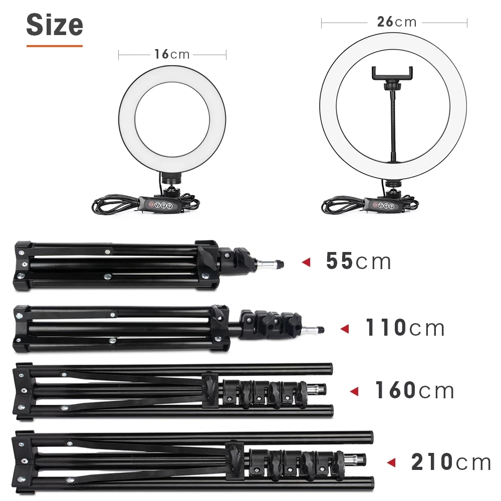10 Inch LED Ring Fill Light Photography Lighting Selfie Tripod Stand Dimmable Ringlight for Makeup Live Streaming YouTube thumbnail 5