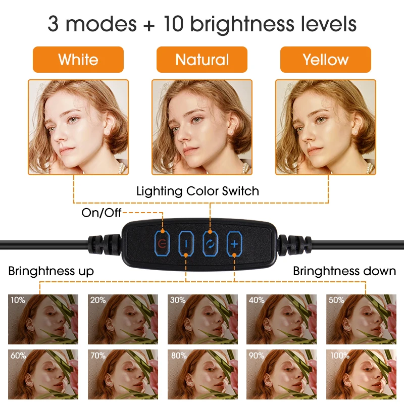 10 Inch LED Ring Fill Light Photography Lighting Selfie Tripod Stand Dimmable Ringlight for Makeup Live Streaming YouTube thumbnail 4