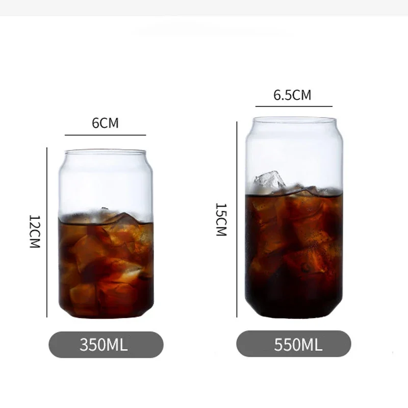 Creative Glass Cup Bamboo Lid Can Shape Tea Juice Milk Coffee Mug Glass Drinking Cup High Borosilicate Glass Durable Drinkware thumbnail 6