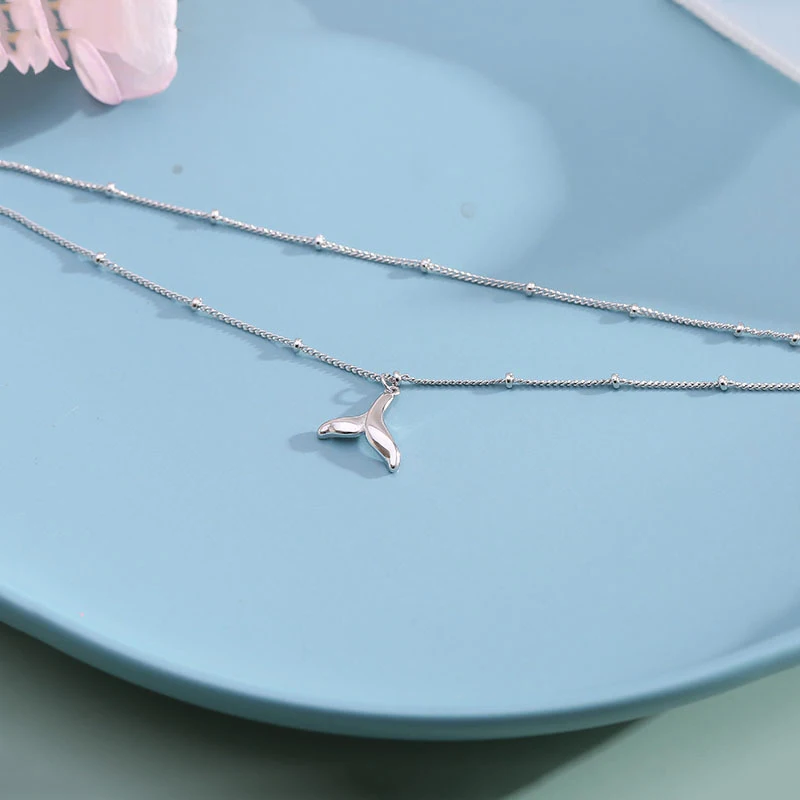 New Fashion 925 Sterling Silver Fishtail Pendant Double Layer Anklets Women Jewelry Summer Beach Charm Foot Chain Bracelet Gift thumbnail 3