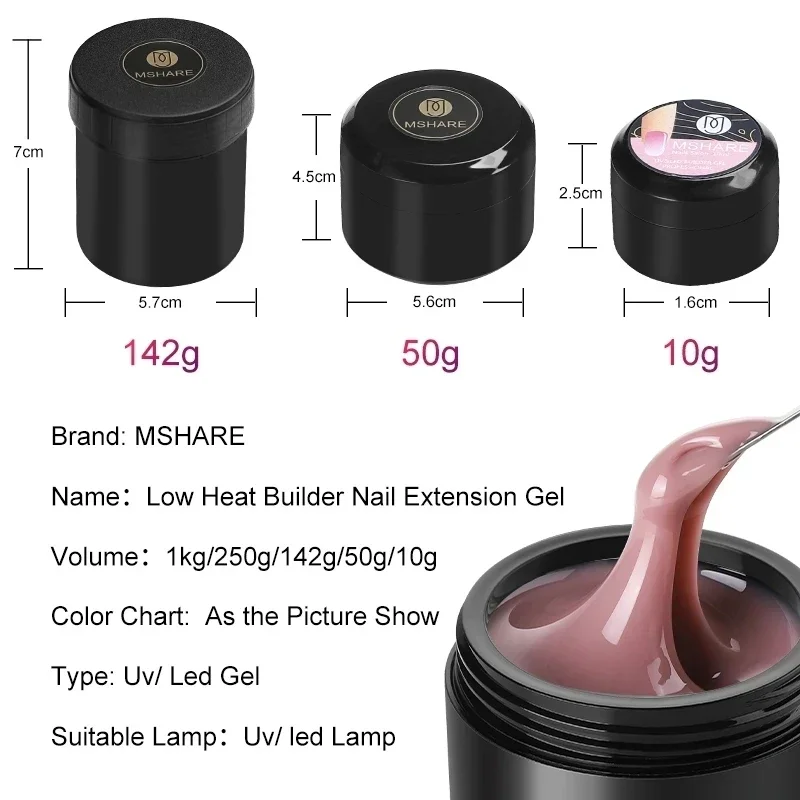 MSHARE Caramel Nude Self Leveling Builder UV Nail Gel TPO Free Low Heat Gel Nail Extension Construction Nude Pink Clear 150ml thumbnail 6