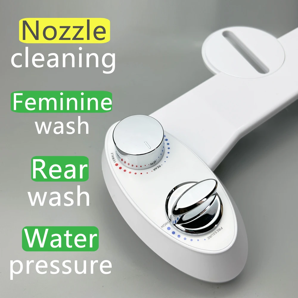 Self Cleaning Bidet Toilet Seat Attachment Bidet Sprayer Cleaner Shattaf Butt Wash Dual Nozzle Bidet thumbnail 4