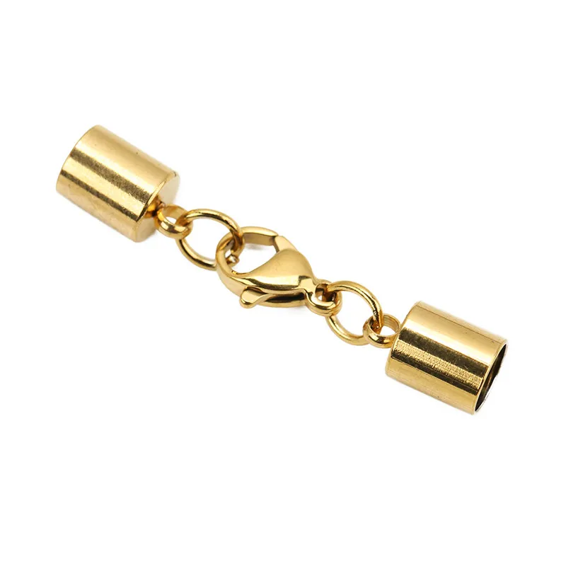2/5sets 2 3 4 5 6mm Stainless Steel Clasps Hooks For Leather Cord Necklace Gold Color End Caps Connectors for Jewelry Supplies thumbnail 4