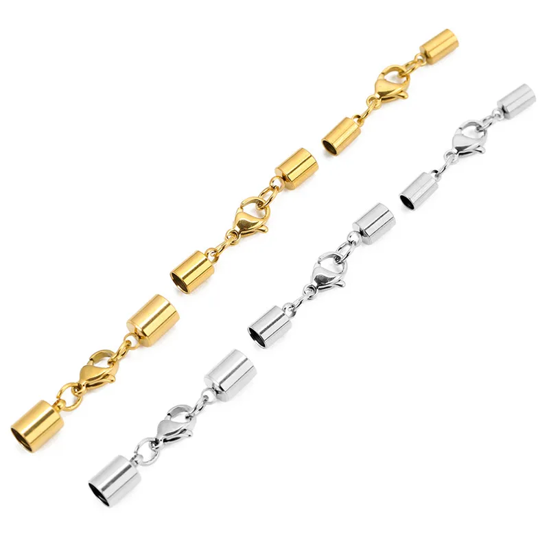 2/5sets 2 3 4 5 6mm Stainless Steel Clasps Hooks For Leather Cord Necklace Gold Color End Caps Connectors for Jewelry Supplies thumbnail 5