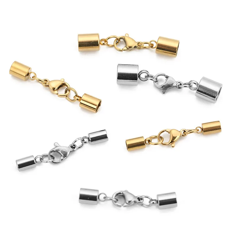 2/5sets 2 3 4 5 6mm Stainless Steel Clasps Hooks For Leather Cord Necklace Gold Color End Caps Connectors for Jewelry Supplies thumbnail 6
