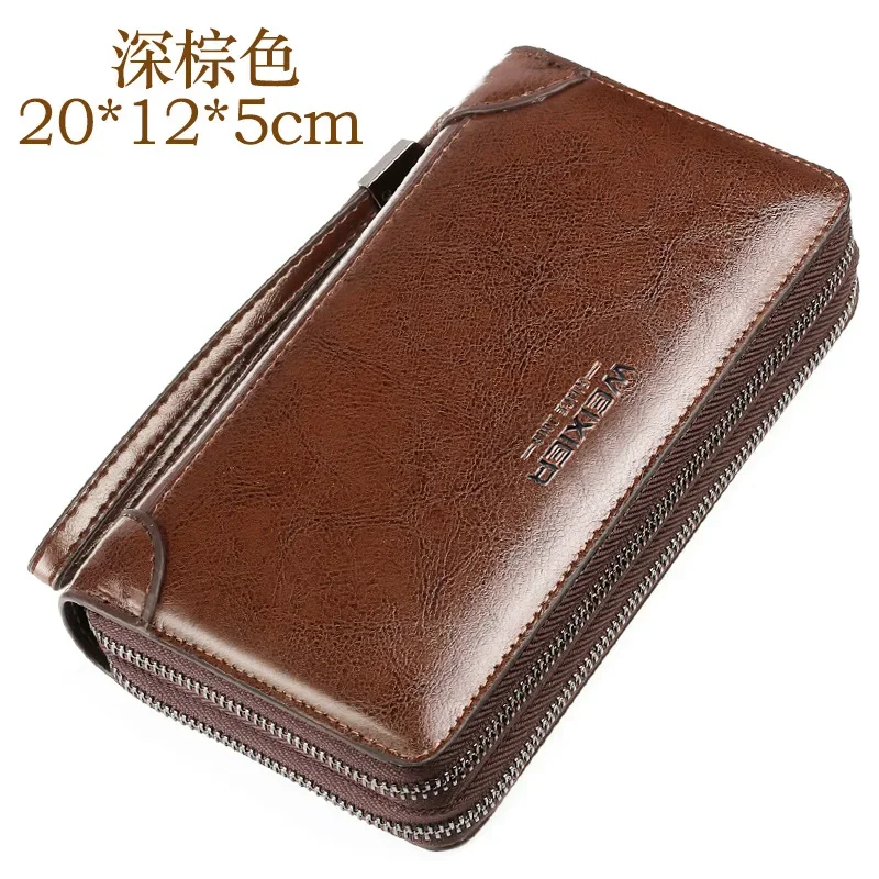 Weixier Hand-wrapped Oil Wax Leather Men's Bag Men's PU Hand Bag Grab Bag Multi-functional Wallet Large-capacity Business Men's thumbnail 3