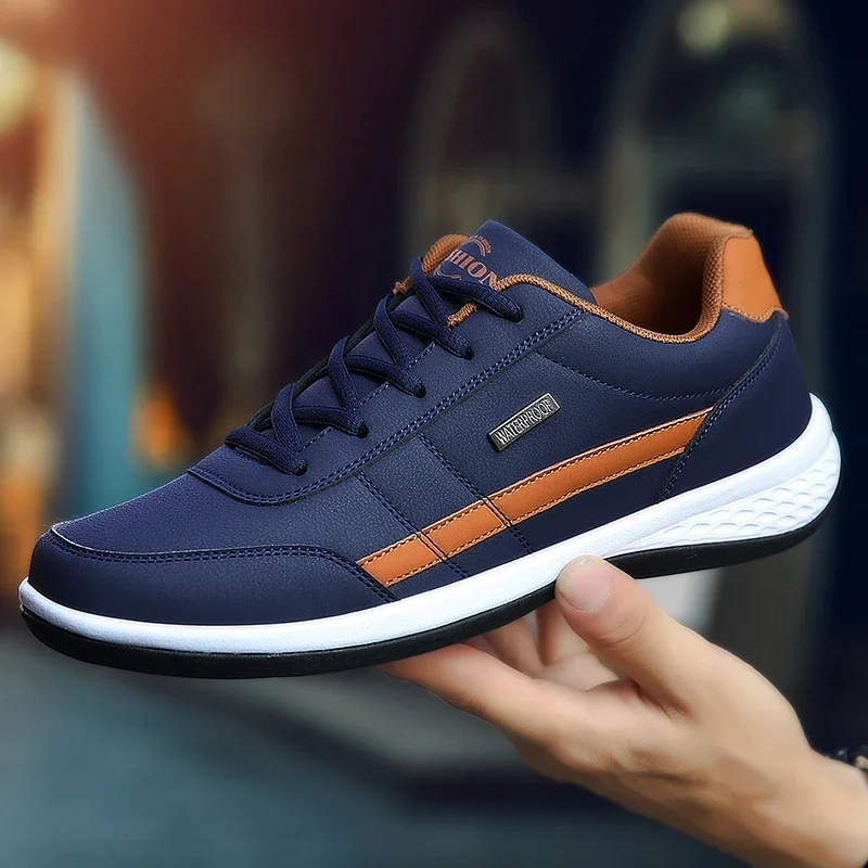 Leather Men Shoes Sneakers Trend Casual Shoe Italian Breathable Leisure Male Sneakers Non-slip Footwear Men Vulcanized Shoes thumbnail 5