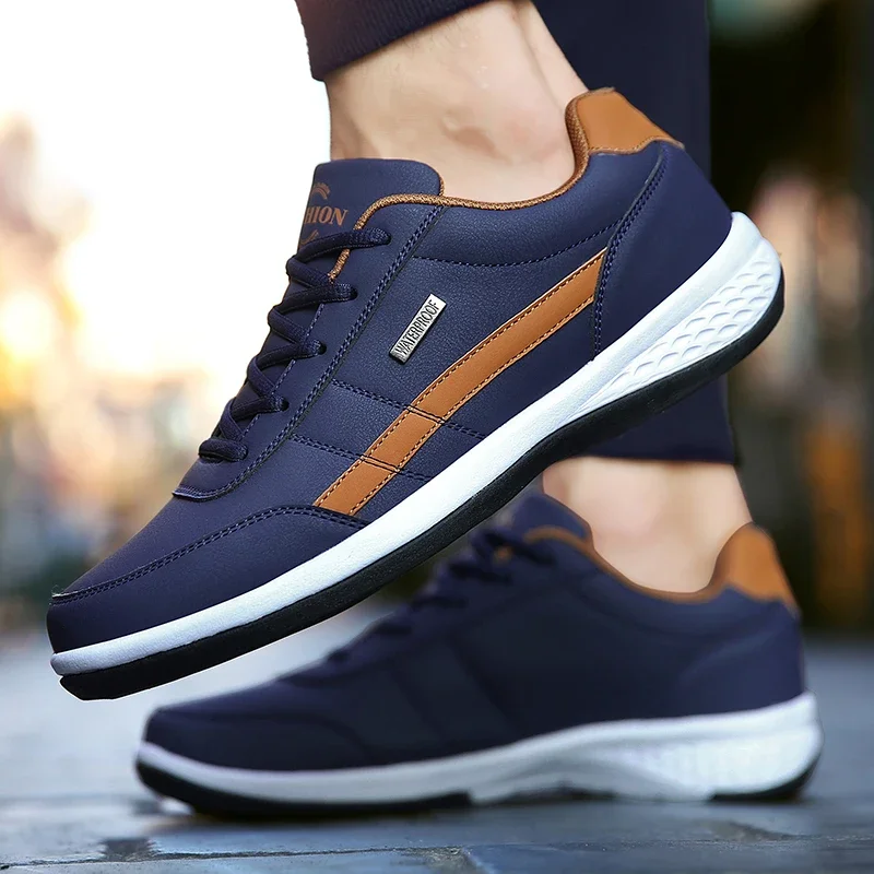 Leather Men Shoes Sneakers Trend Casual Shoe Italian Breathable Leisure Male Sneakers Non-slip Footwear Men Vulcanized Shoes thumbnail 4